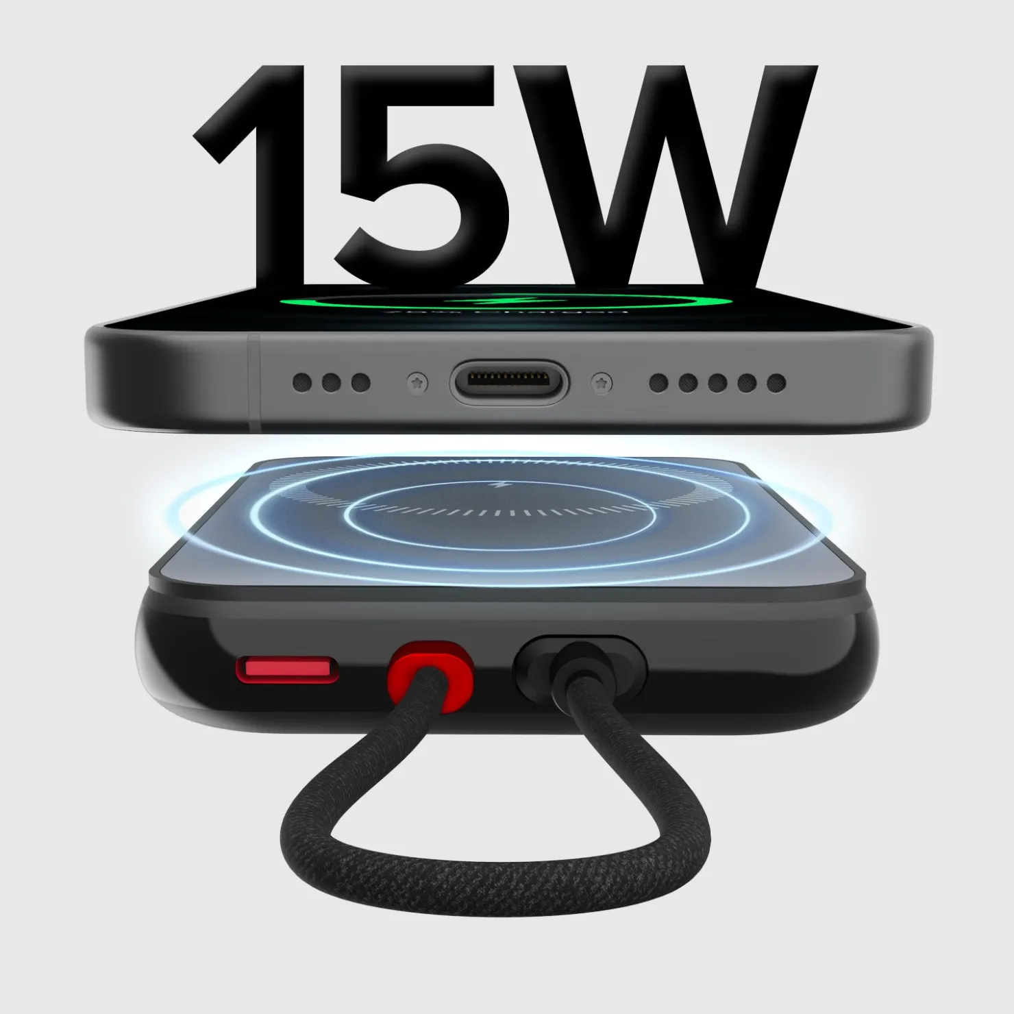 5000 mAh Powerbank mit integriertem USB-C Kabel, PD 20 W Ladegerät kompatibel mit MagSafe Wireless Charging|SBS Sale