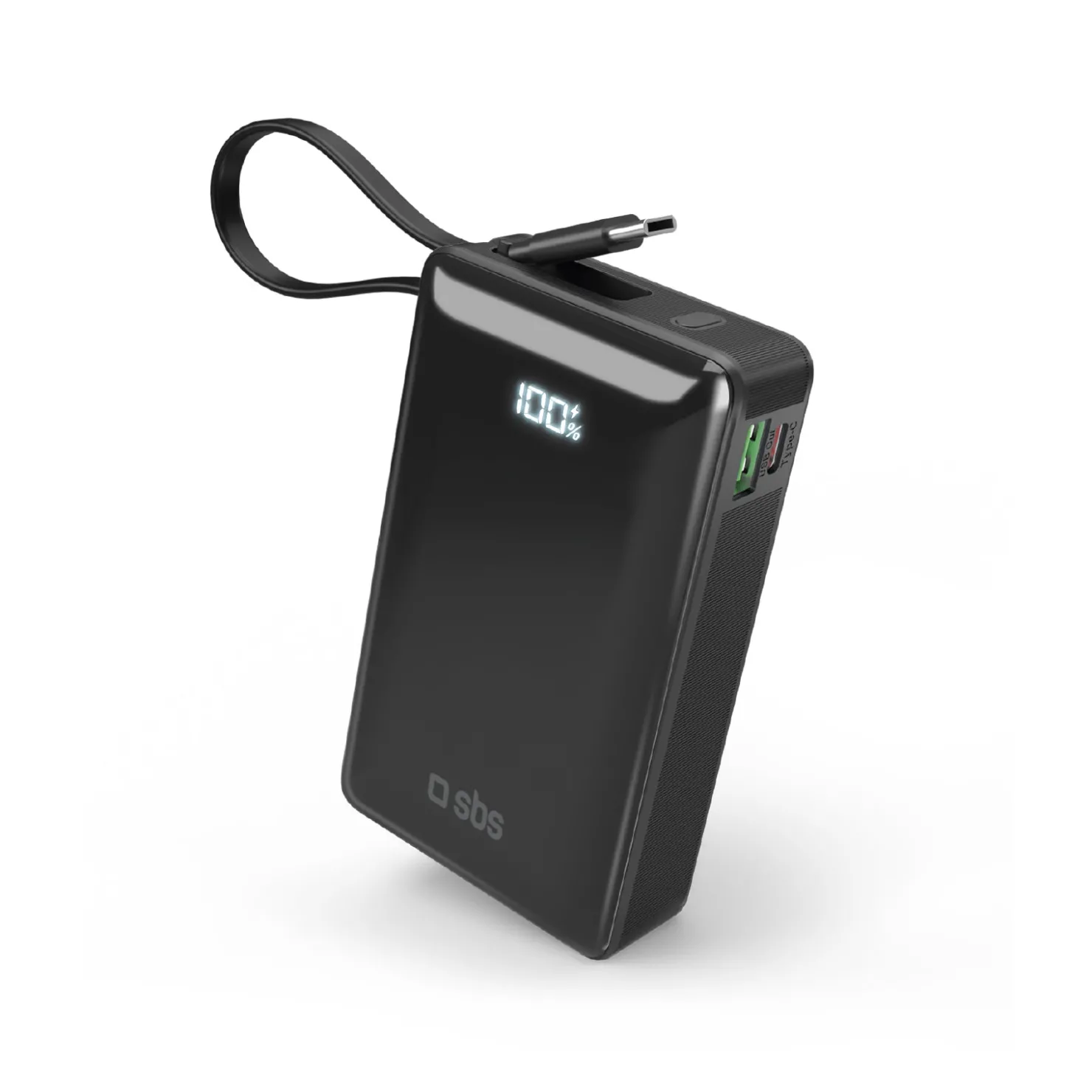 10.000 mAh-Powerbank mit integriertem USB-C Kabel|SBS Outlet