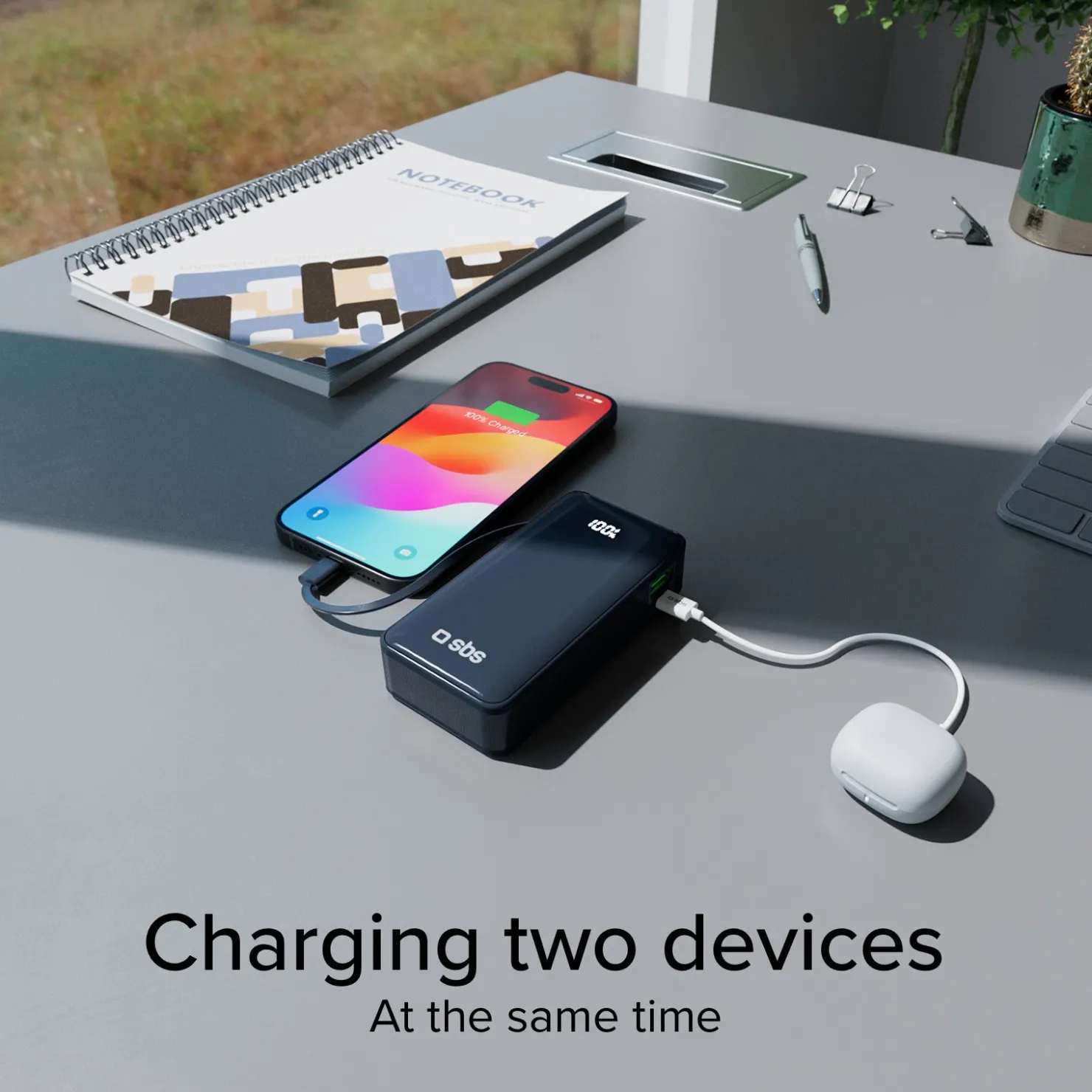 10.000 mAh-Powerbank mit integriertem USB-C Kabel|SBS Outlet