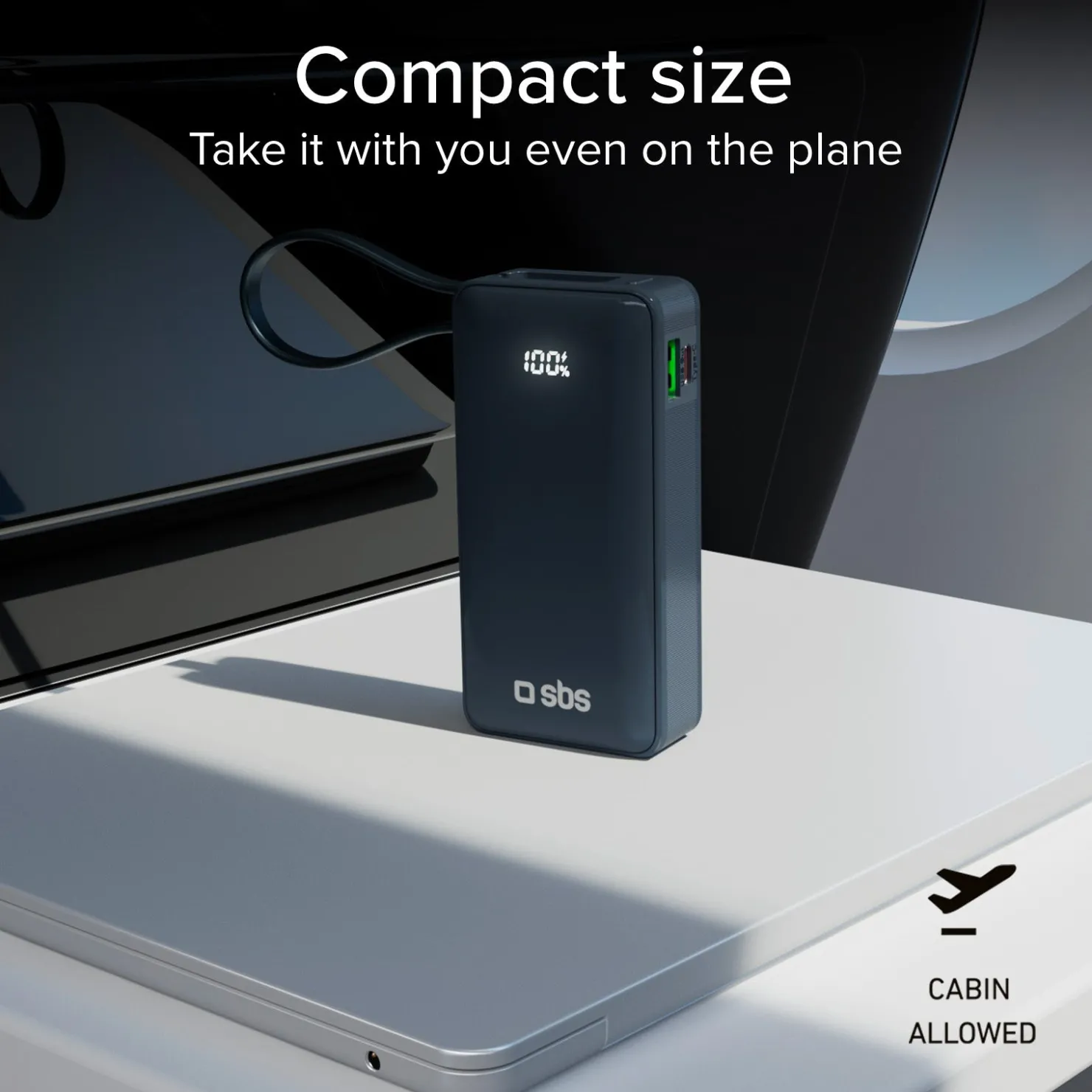 10.000 mAh-Powerbank mit integriertem USB-C Kabel|SBS Outlet