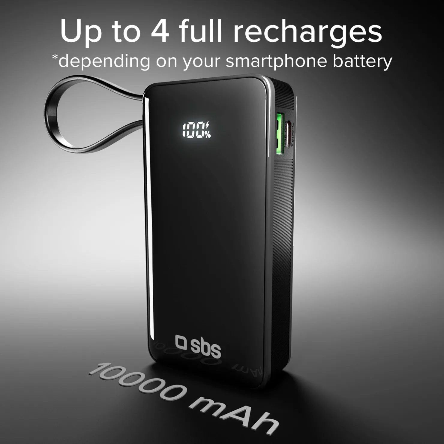10.000 mAh-Powerbank mit integriertem USB-C Kabel|SBS Outlet