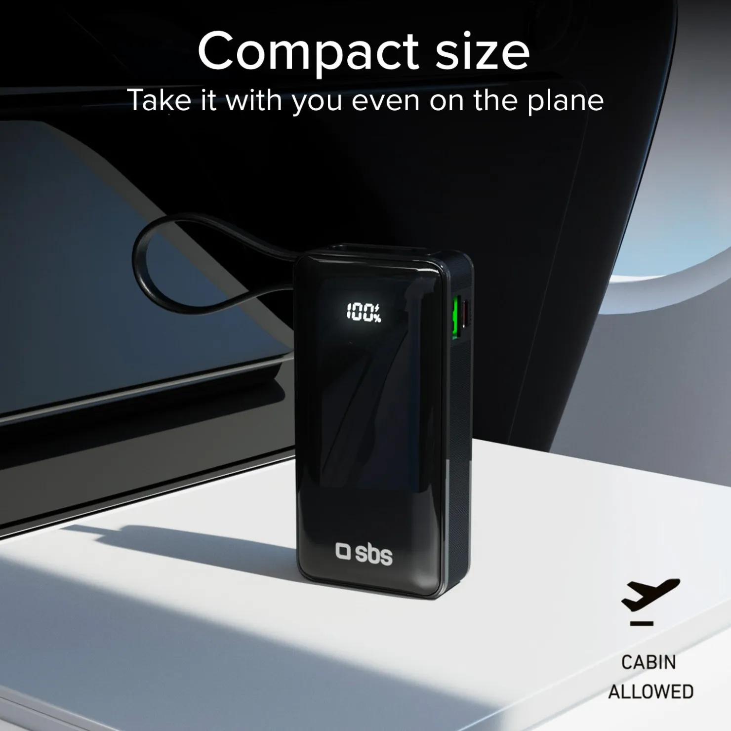 10.000 mAh-Powerbank mit integriertem USB-C Kabel|SBS Outlet