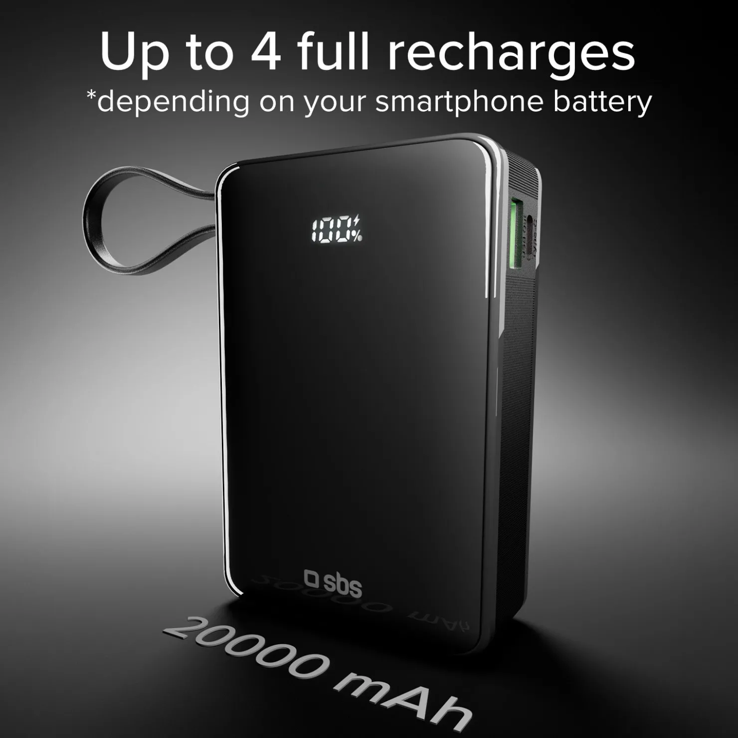 10.000 mAh-Powerbank mit integriertem USB-C Kabel|SBS Outlet