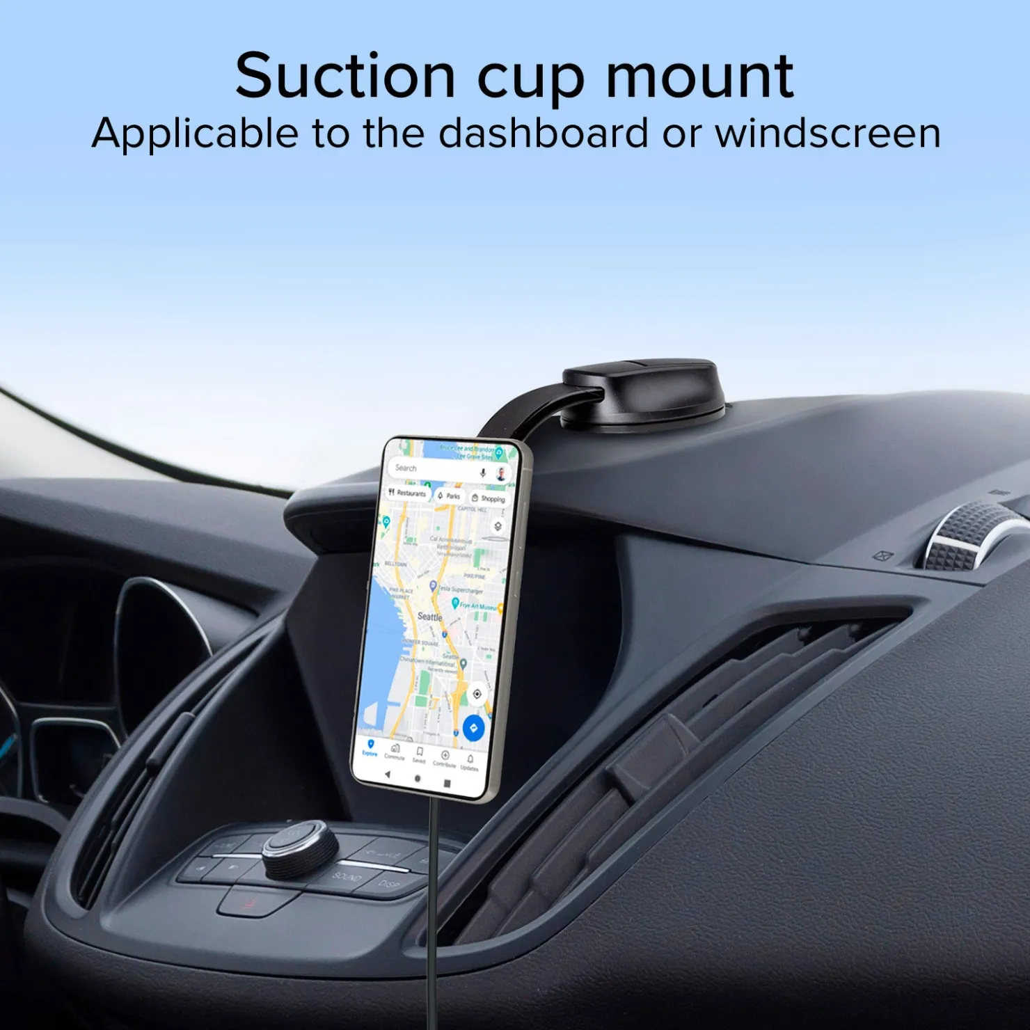 Autohalterung mit Saugnapf und kabelloser Ladefunktion für Smartphone|SBS Outlet
