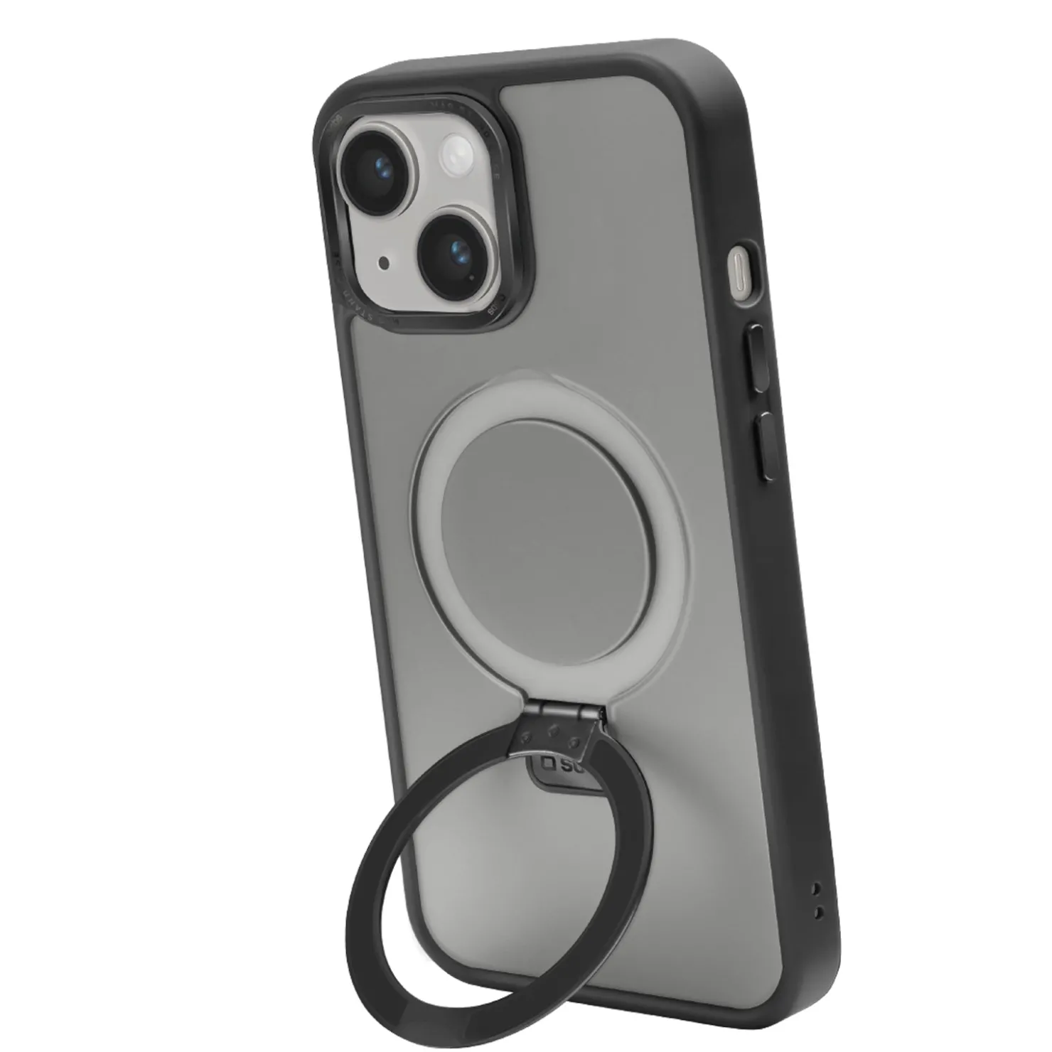 Cover compatibile con ricarica MagSafe con finiture in metallo e anello con funzione stand per iPhone 15|SBS Best