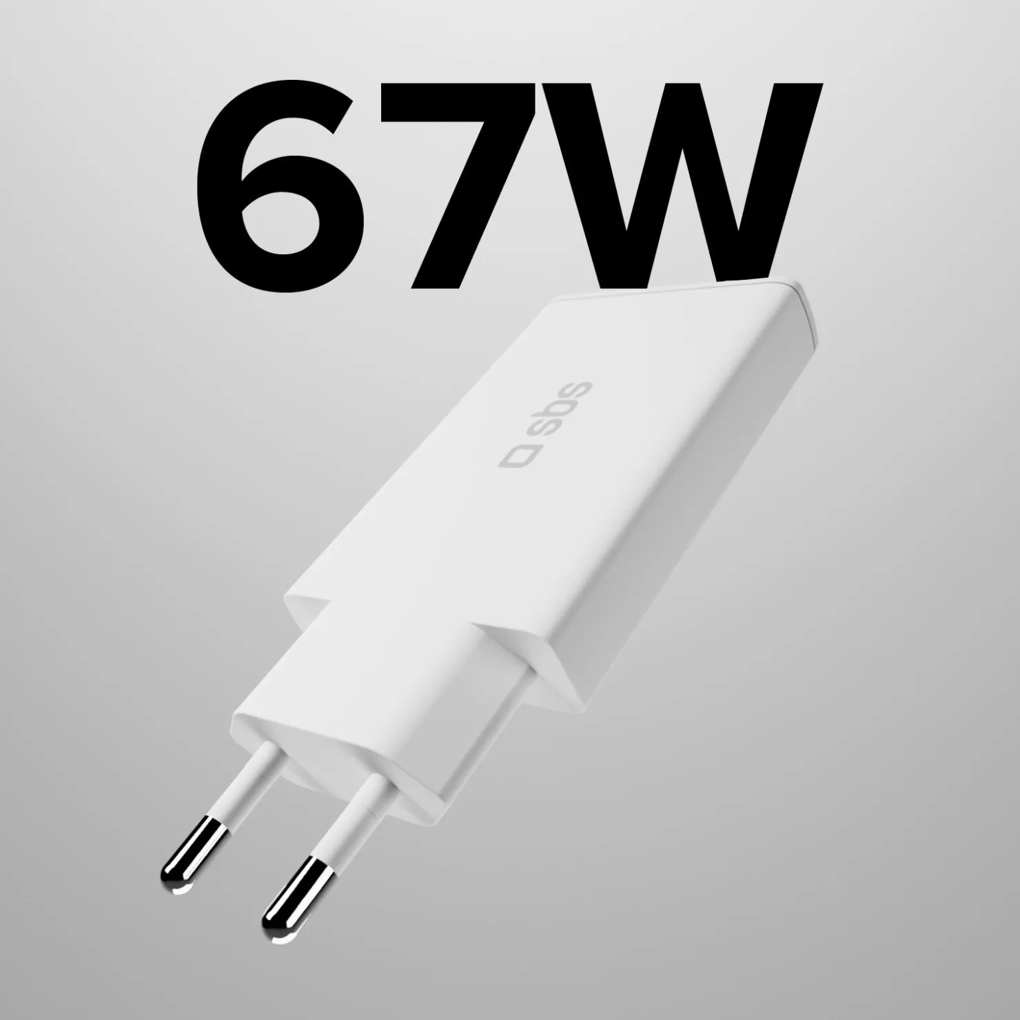 GaN ultraflaches 67-Watt-Ladegerät mit zwei USB-C Power Delivery-Anschlüssen, europäischer Stecker|SBS Discount