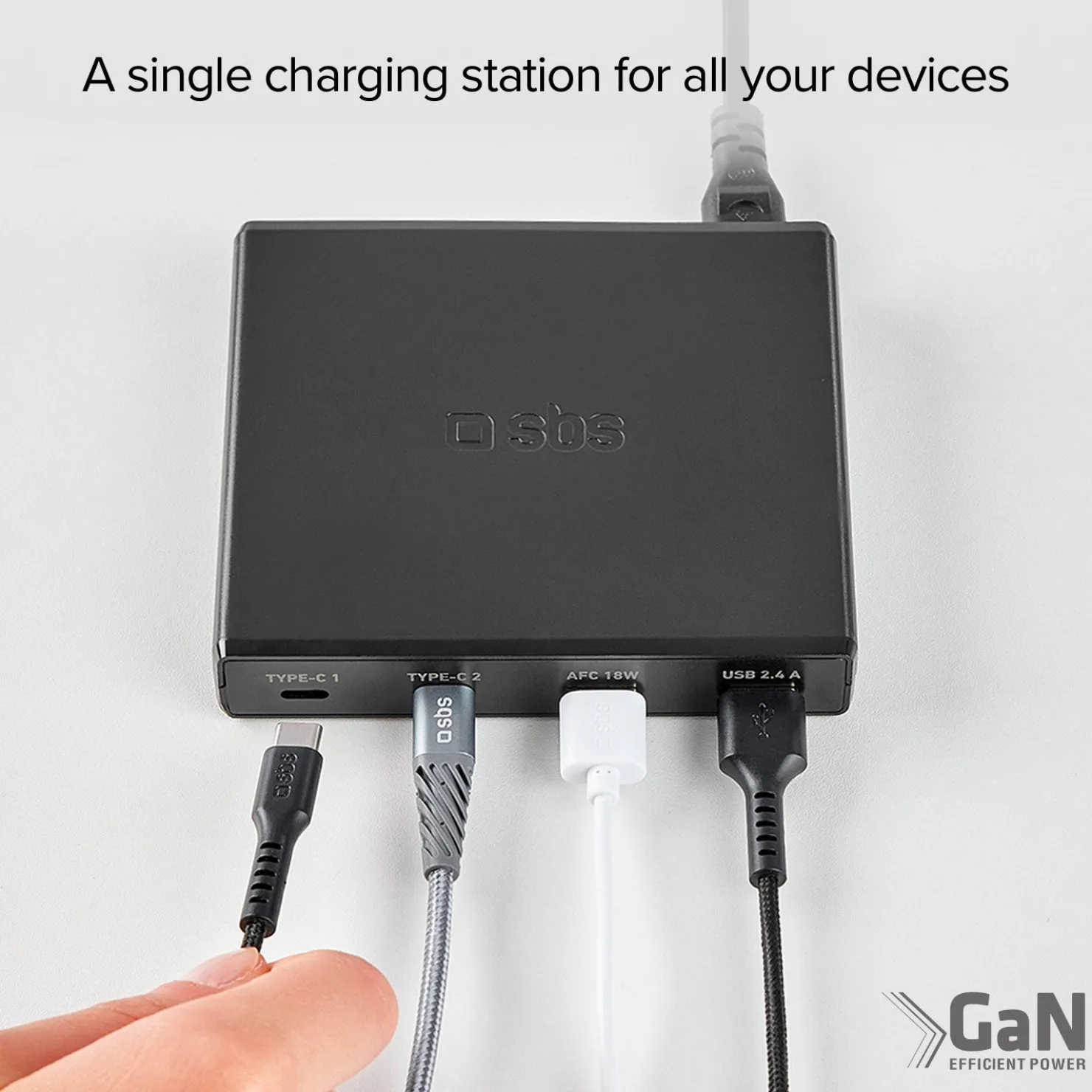 GaN-Ladestation mit 4 Ports – ultraschnelles Laden mit 2 USB-A- und 2 USB-C-Ports|SBS Clearance