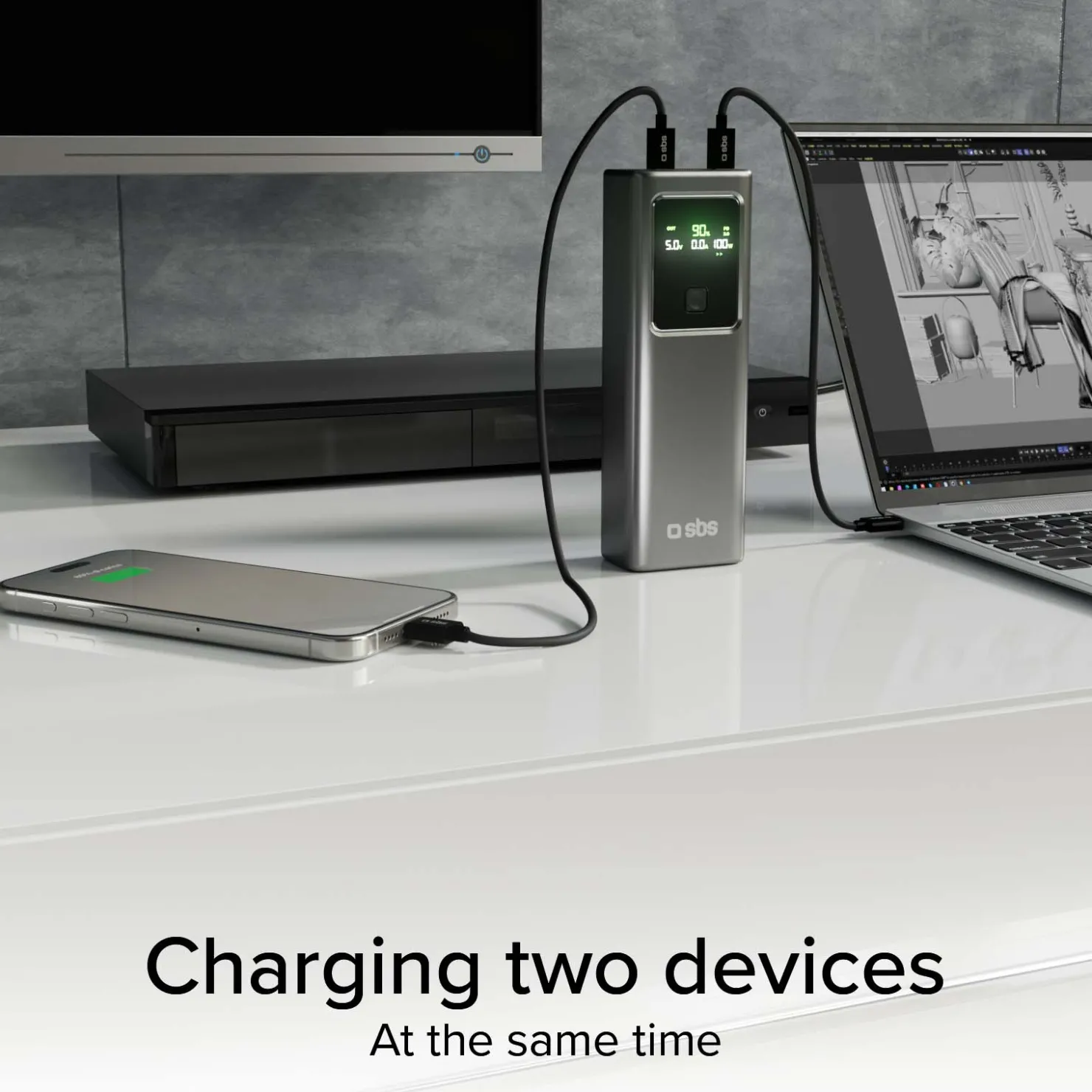 LCD-Powerbank 20.000 mAh mit PD 100 W|SBS Online
