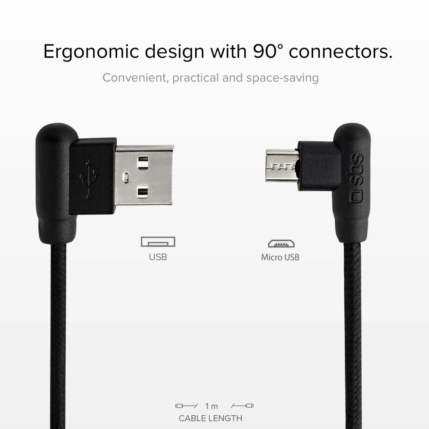 Micro-USB-Kabel mit 90°-Anschlüssen|SBS Hot