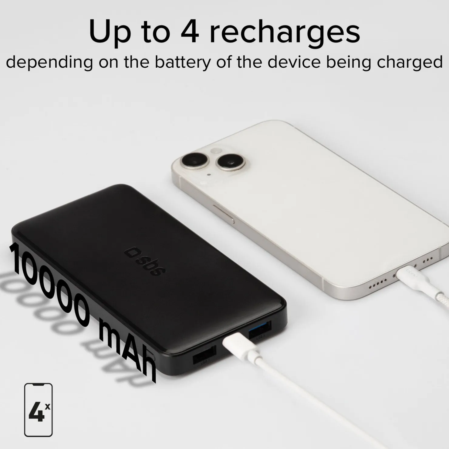 Powerbank fast charge mit 10.000 mAh und 2 USB|SBS Clearance