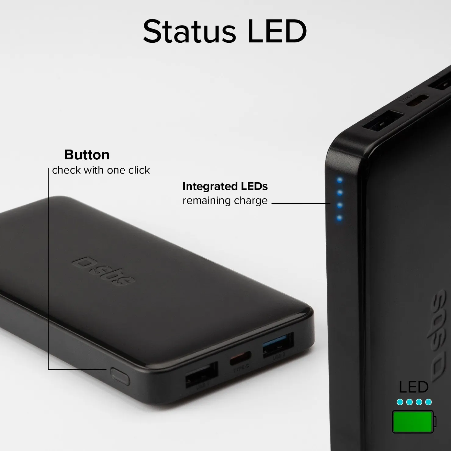 Powerbank fast charge mit 10.000 mAh und 2 USB|SBS Clearance
