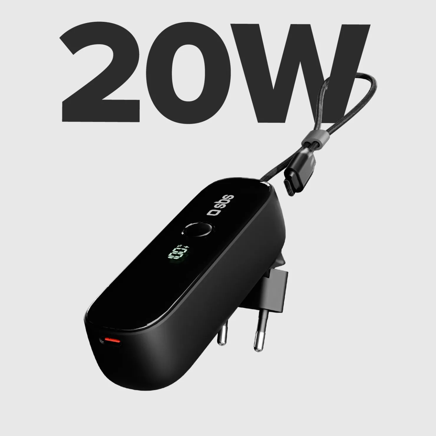 Powerbank Hybrid 5000 mAh PD 20W mit integrierter Buchse|SBS Discount