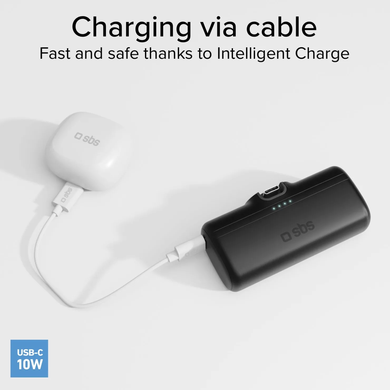 Powerbank mit 5000mAh, Standfunktion und integriertem Kabel|SBS Online