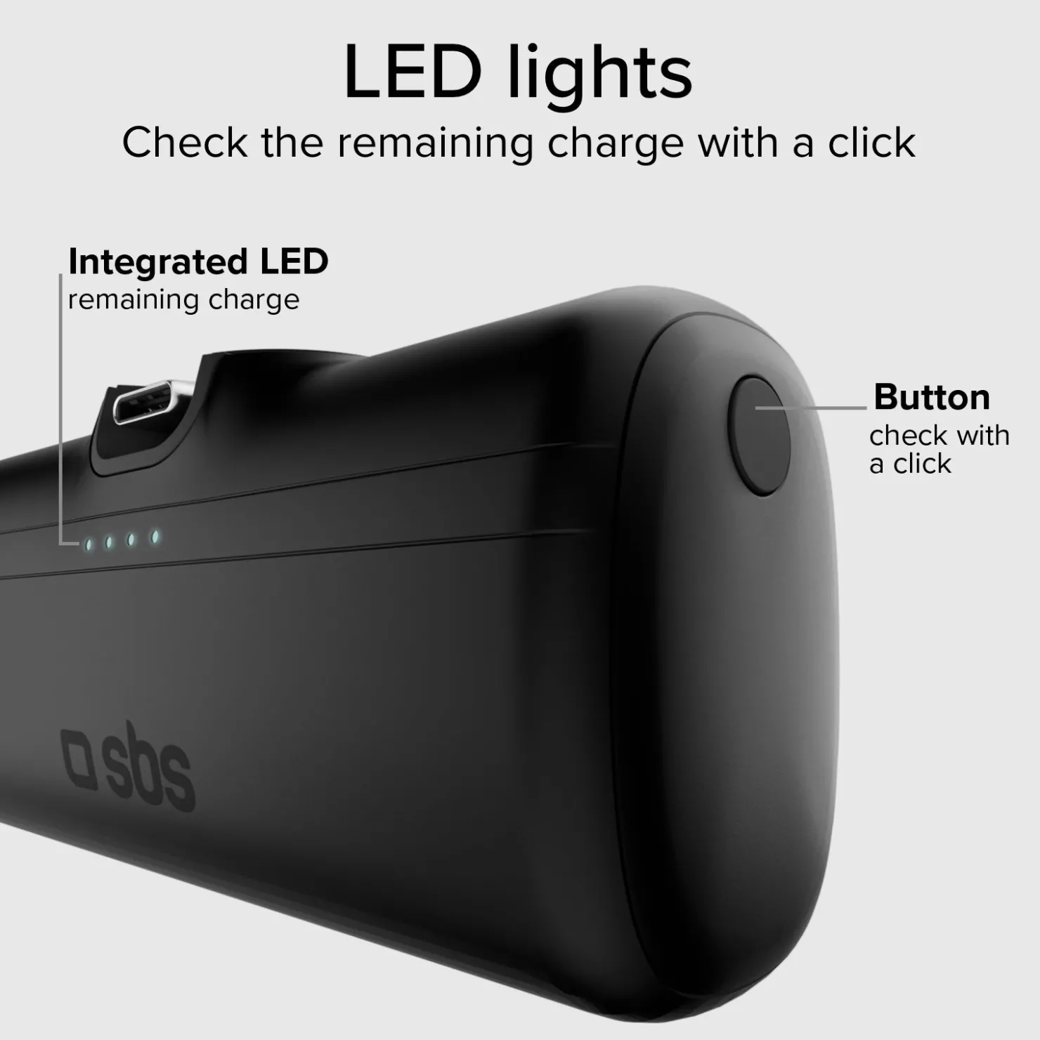 Powerbank mit 5000mAh, Standfunktion und integriertem Kabel|SBS Online