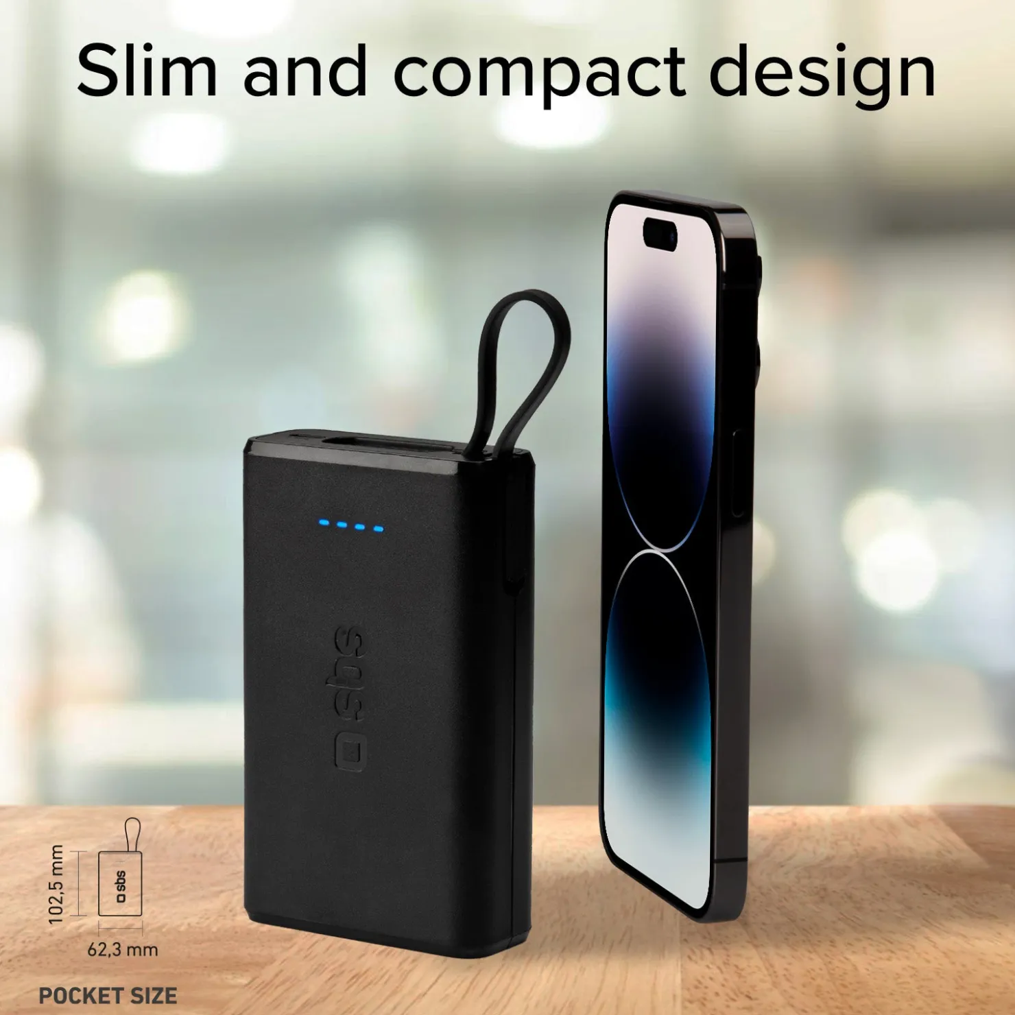 Powerbank Power Delivery 20 W 10000 mAh mit integriertem USB-C-Kabel|SBS Clearance