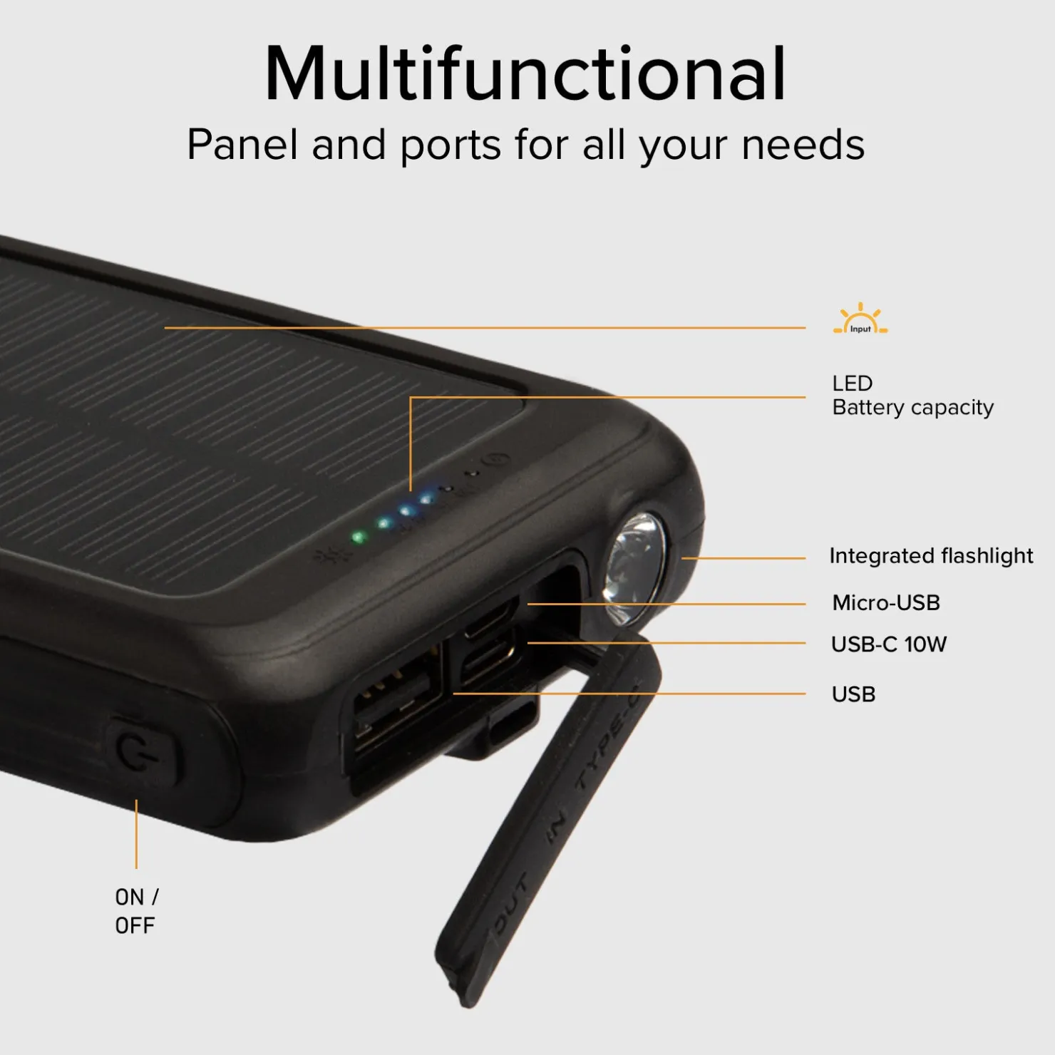 Solar-Powerbank 5000 mAh mit kabelloser Aufladung|SBS Fashion