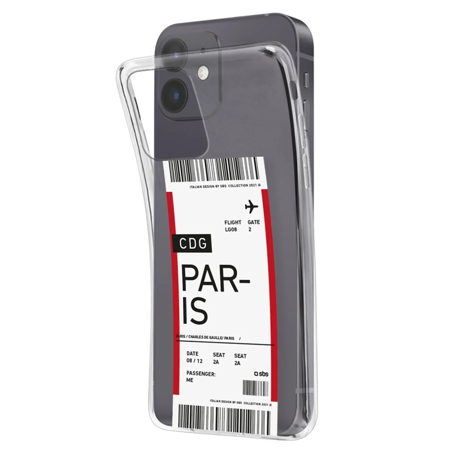 Transparentes Softcover mit Flugticket-Print für iPhone 12/12 Pro|SBS New