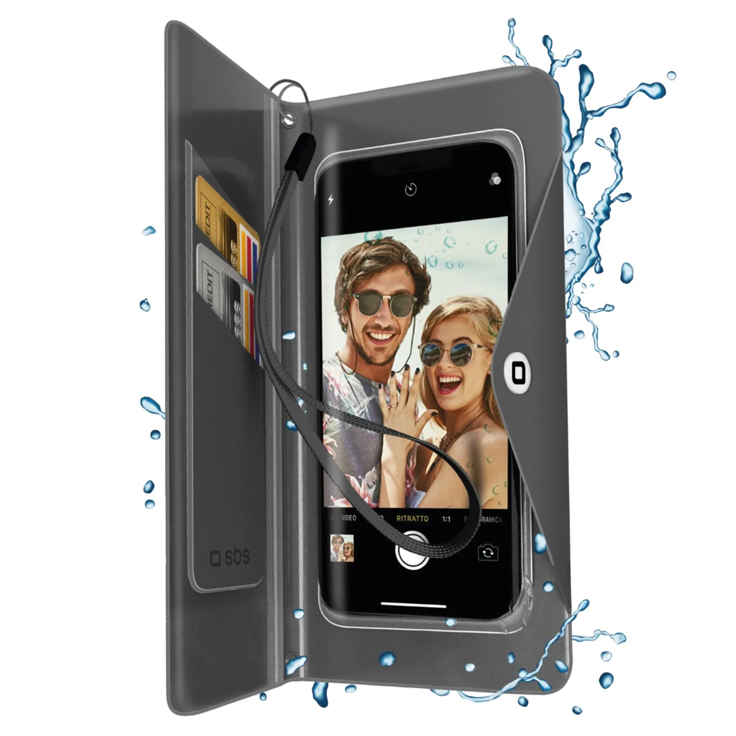 Universelle aufklappbare Smartphone-Tasche, transparent und spritzwassergeschützt|SBS Clearance