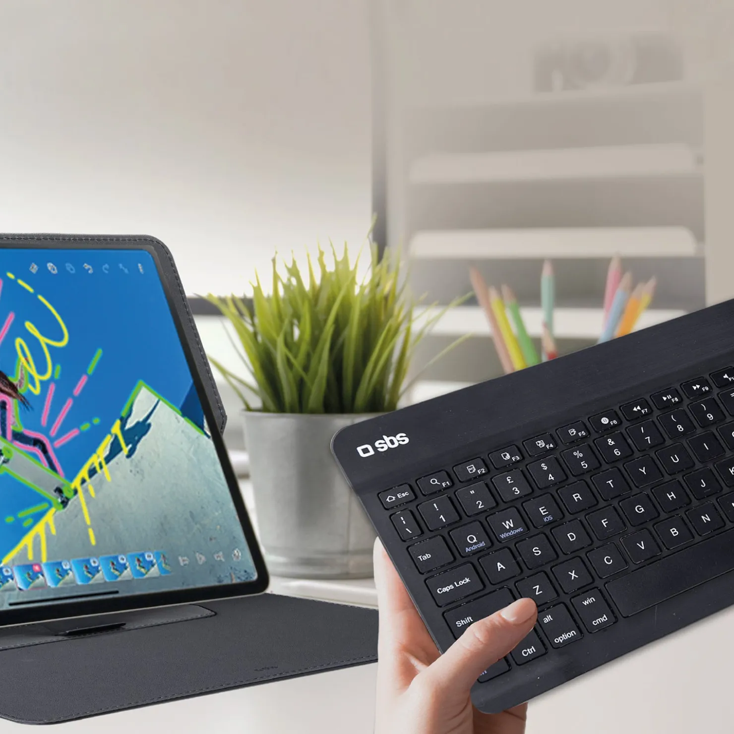Universelle kabellose Tastatur mit integrierter Buchhülle|SBS Fashion