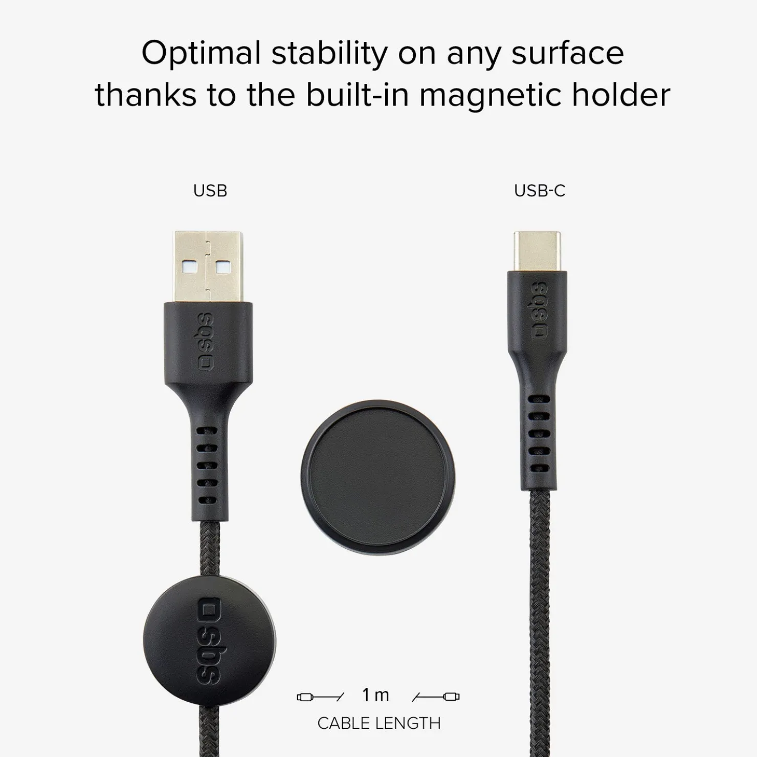 USB auf USB-C Kabel mit Magnethalterung|SBS Fashion