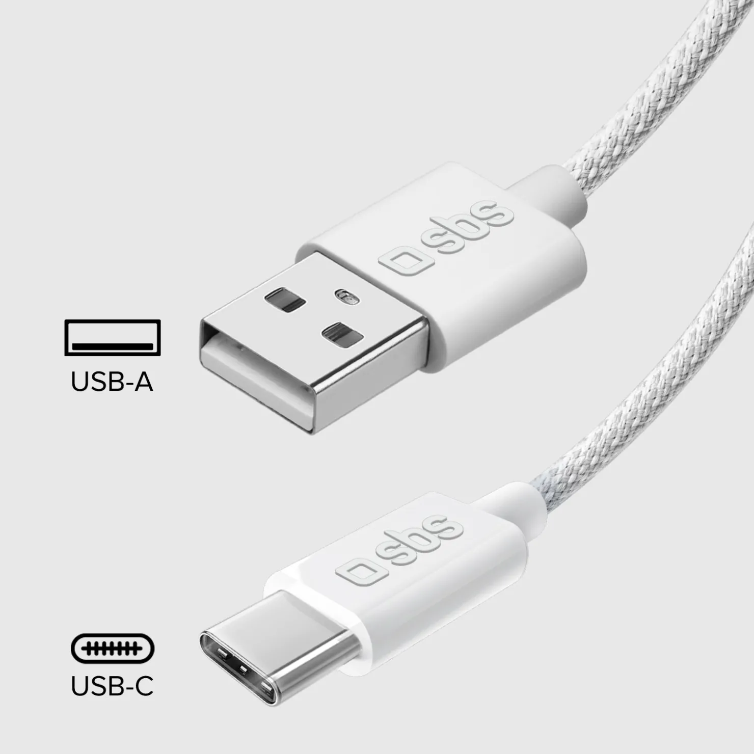 USB-A - USB-C-Textilkabel mit Kabelhalter, 1,5 Meter|SBS Online