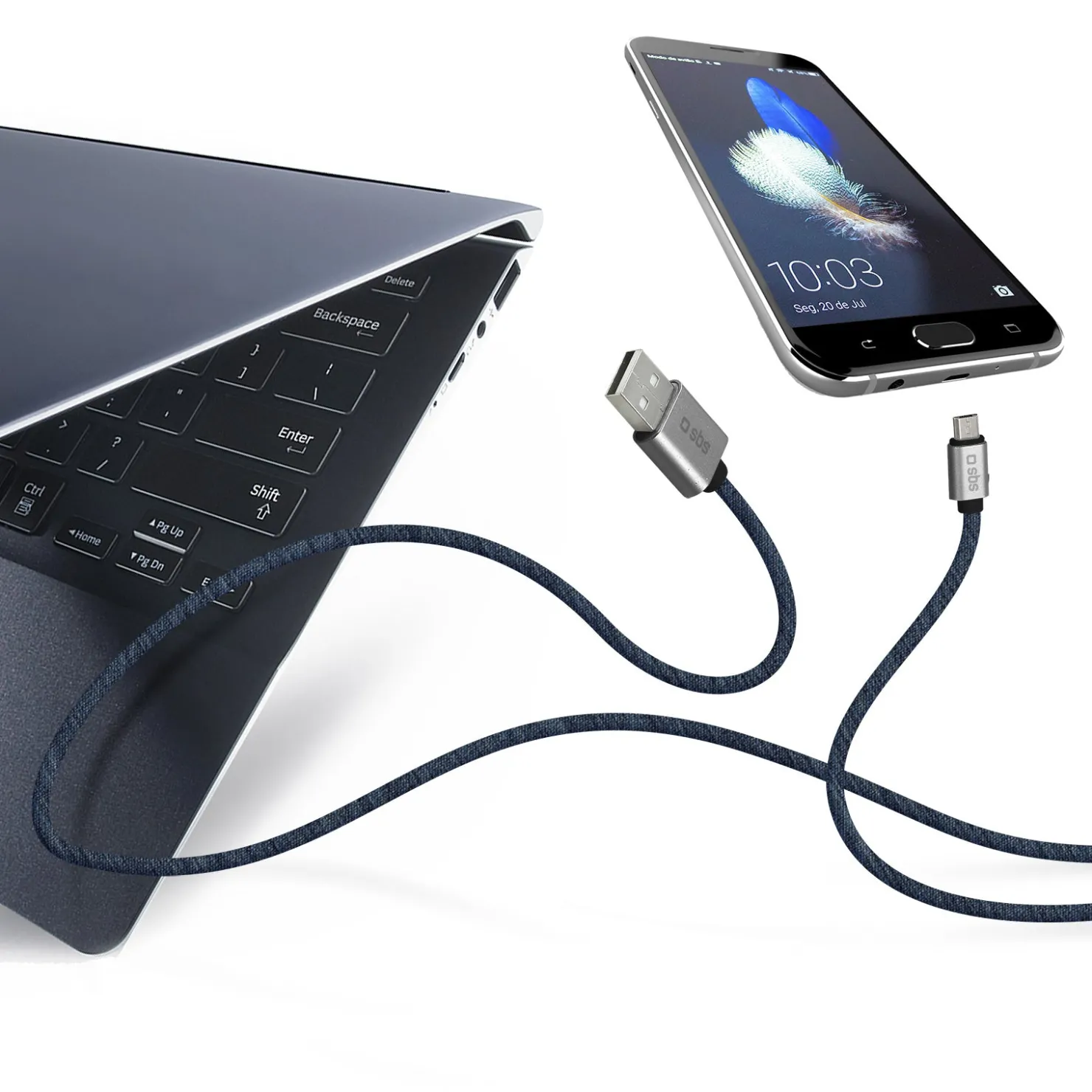 USB-Ladekabel 2.0 - Micro-USB, Finish: Jeans|SBS Best