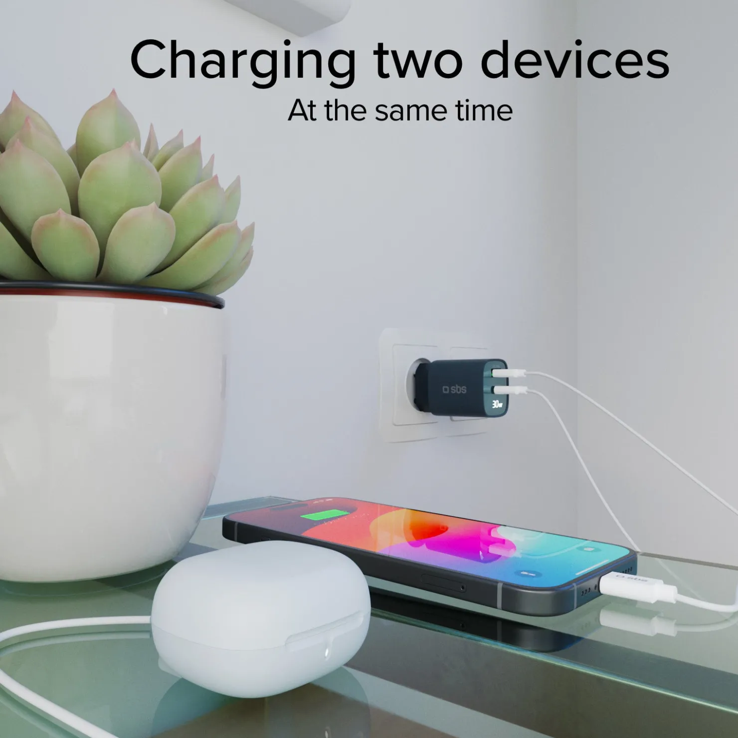 Wandladegerät mit LCD-Bildschirm, 1 USB-C-PD-30W-Ausgang, 1 USB-A-18W-Ausgang|SBS Fashion