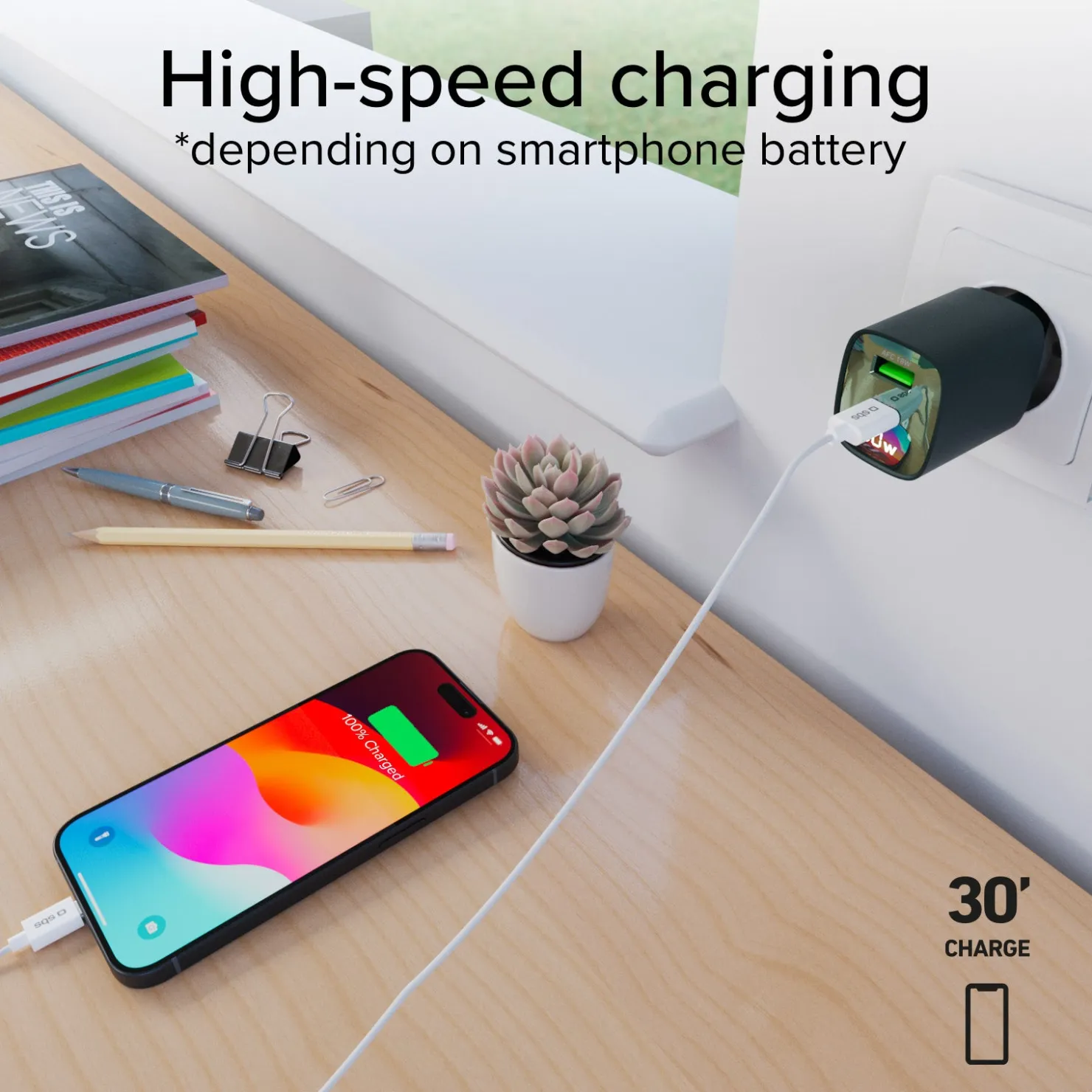 Wandladegerät mit LCD-Bildschirm, 1 USB-C-PD-30W-Ausgang, 1 USB-A-18W-Ausgang|SBS Fashion