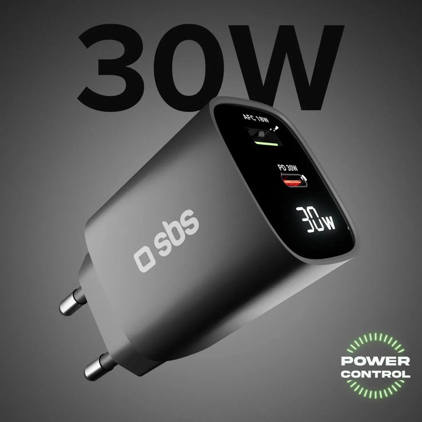 Wandladegerät mit LCD-Bildschirm, 1 USB-C-PD-30W-Ausgang, 1 USB-A-18W-Ausgang|SBS Fashion