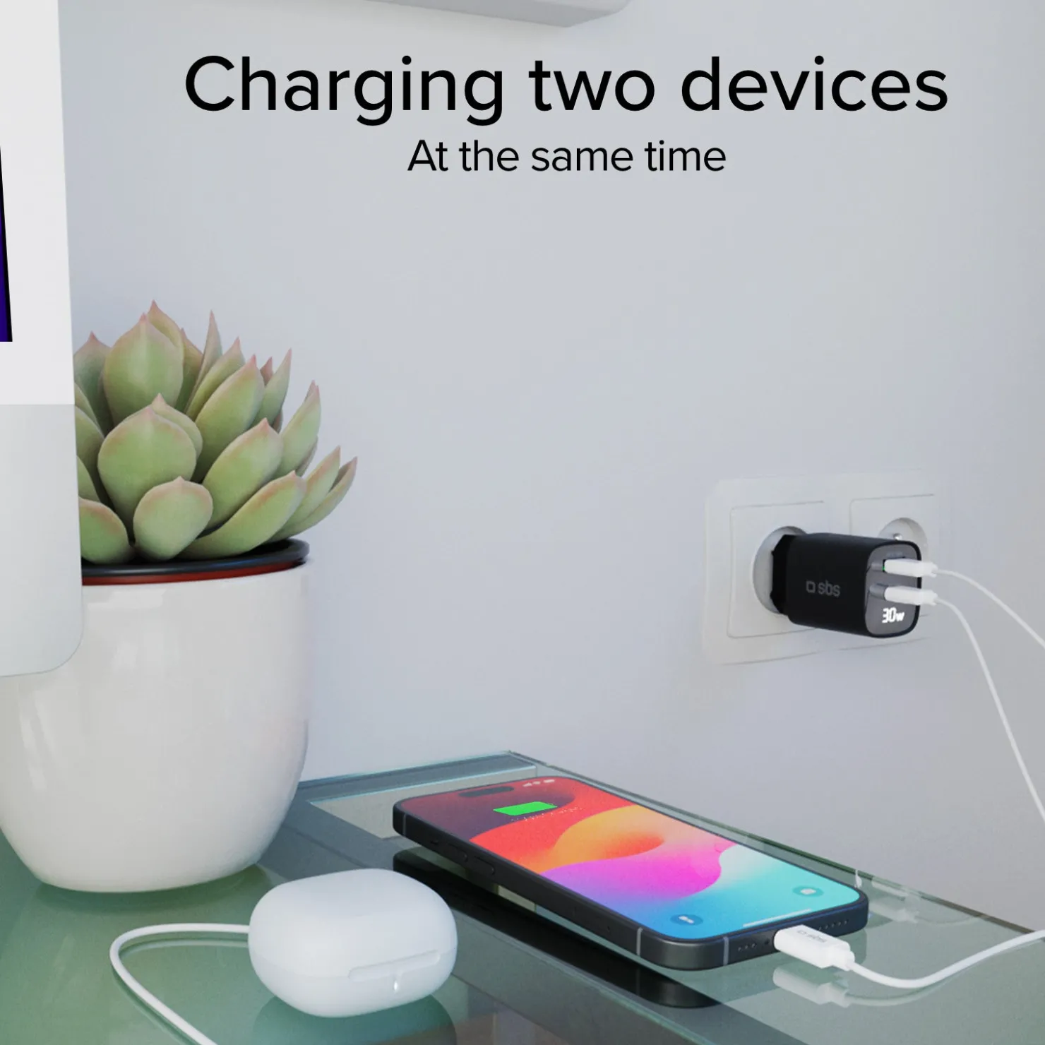Wandladegerät mit LCD-Bildschirm, 1 USB-C-PD-30W-Ausgang, 1 USB-A-18W-Ausgang|SBS Fashion