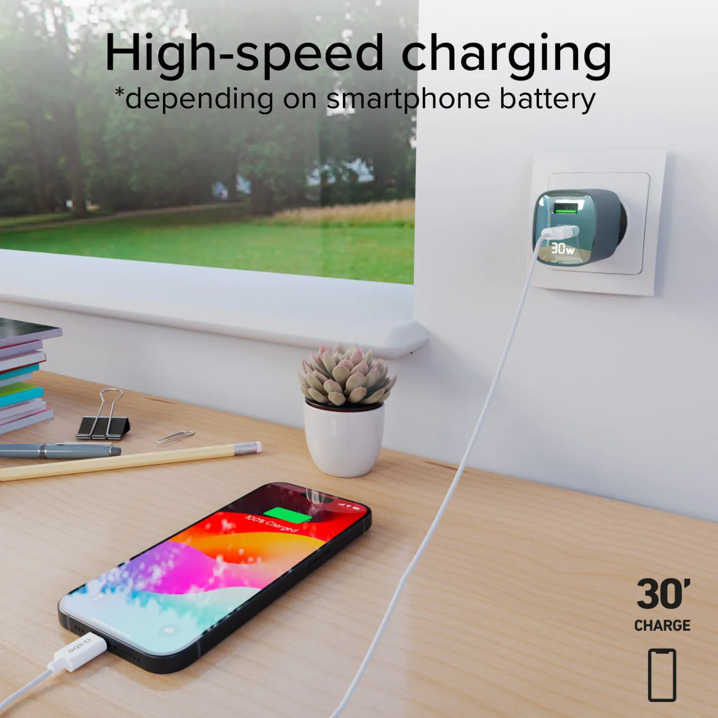 Wandladegerät mit LCD-Bildschirm, 1 USB-C-PD-30W-Ausgang, 1 USB-A-18W-Ausgang|SBS Fashion